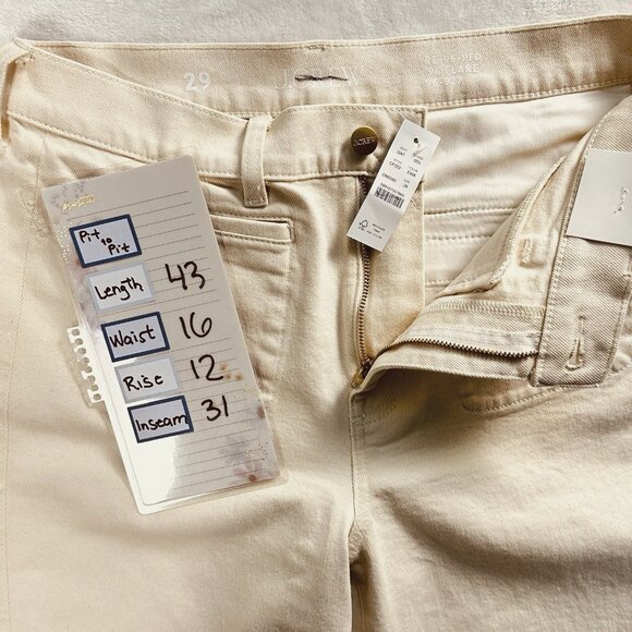 High Rise Flare Jeans Ecru Cream Denim J.Crew ’96 Flare Stretch Women 29 NWT - Picture 10 of 14